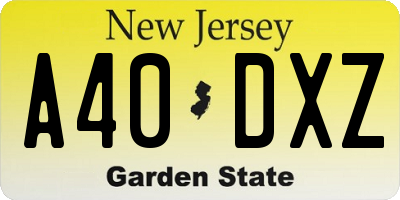 NJ license plate A40DXZ