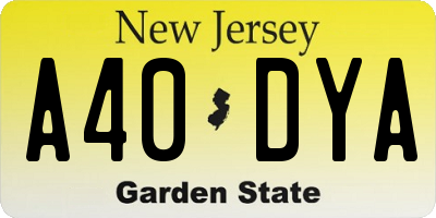 NJ license plate A40DYA