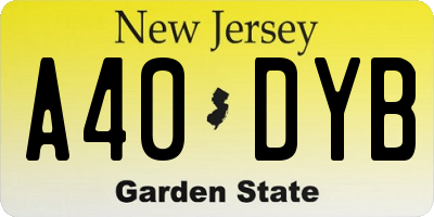 NJ license plate A40DYB