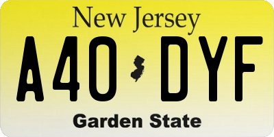 NJ license plate A40DYF