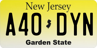 NJ license plate A40DYN