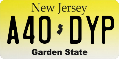 NJ license plate A40DYP