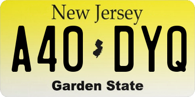 NJ license plate A40DYQ