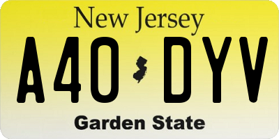 NJ license plate A40DYV