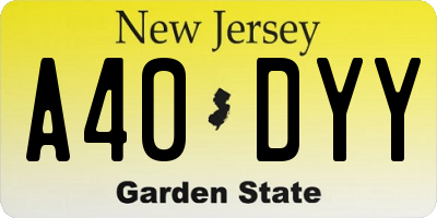 NJ license plate A40DYY