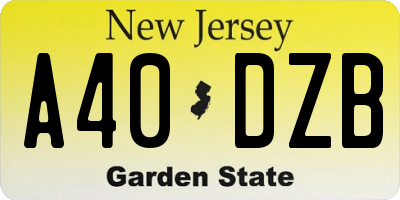 NJ license plate A40DZB
