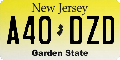 NJ license plate A40DZD