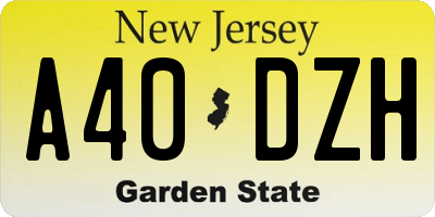 NJ license plate A40DZH