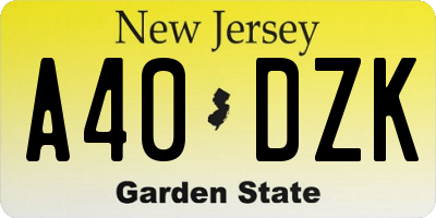 NJ license plate A40DZK