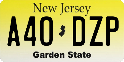 NJ license plate A40DZP