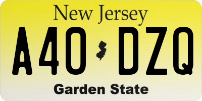 NJ license plate A40DZQ