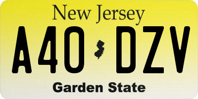 NJ license plate A40DZV