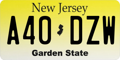 NJ license plate A40DZW