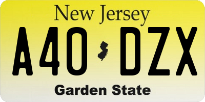 NJ license plate A40DZX