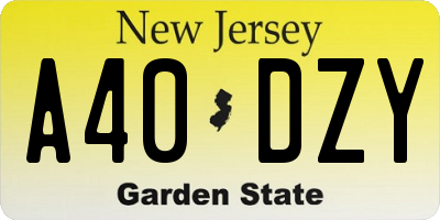 NJ license plate A40DZY