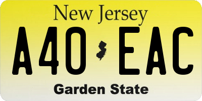 NJ license plate A40EAC