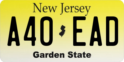 NJ license plate A40EAD