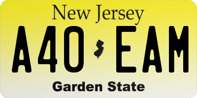 NJ license plate A40EAM