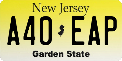 NJ license plate A40EAP