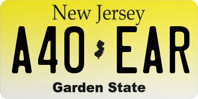 NJ license plate A40EAR