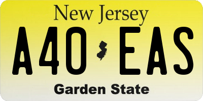 NJ license plate A40EAS