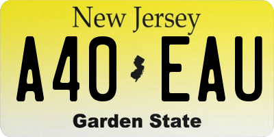 NJ license plate A40EAU