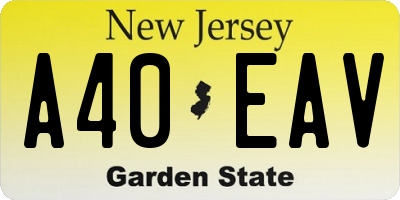 NJ license plate A40EAV