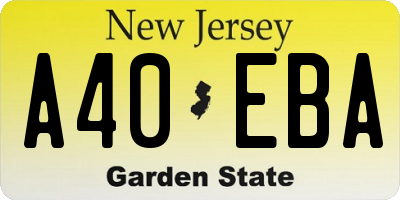 NJ license plate A40EBA