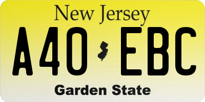NJ license plate A40EBC