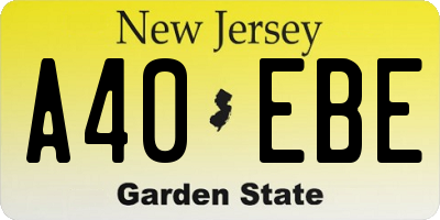 NJ license plate A40EBE