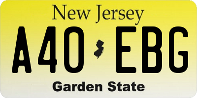 NJ license plate A40EBG