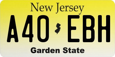 NJ license plate A40EBH