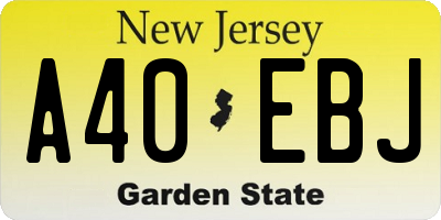 NJ license plate A40EBJ