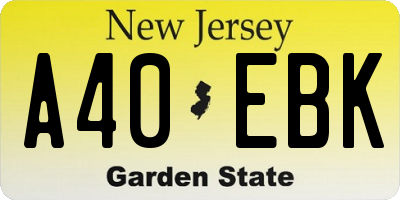 NJ license plate A40EBK