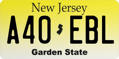 NJ license plate A40EBL