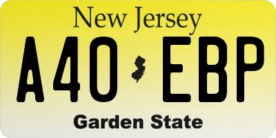 NJ license plate A40EBP