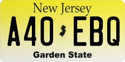 NJ license plate A40EBQ
