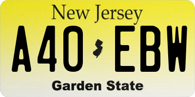 NJ license plate A40EBW