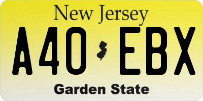 NJ license plate A40EBX