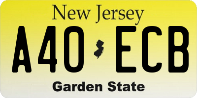 NJ license plate A40ECB