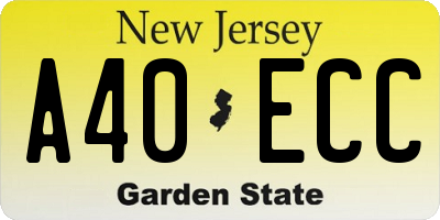 NJ license plate A40ECC