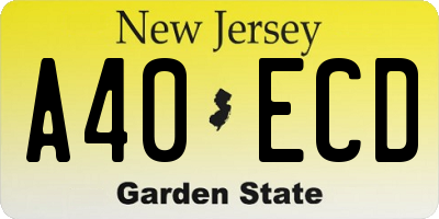 NJ license plate A40ECD