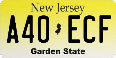 NJ license plate A40ECF