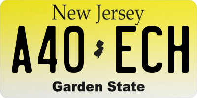 NJ license plate A40ECH
