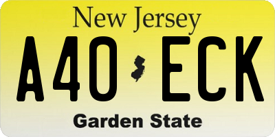 NJ license plate A40ECK