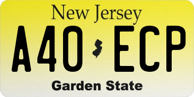 NJ license plate A40ECP