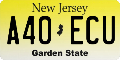NJ license plate A40ECU