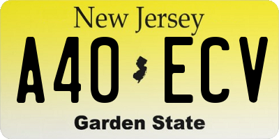 NJ license plate A40ECV