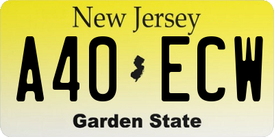 NJ license plate A40ECW