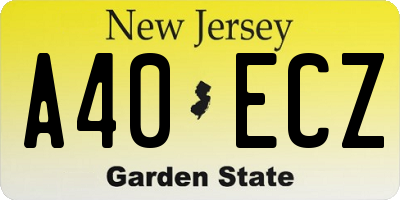 NJ license plate A40ECZ
